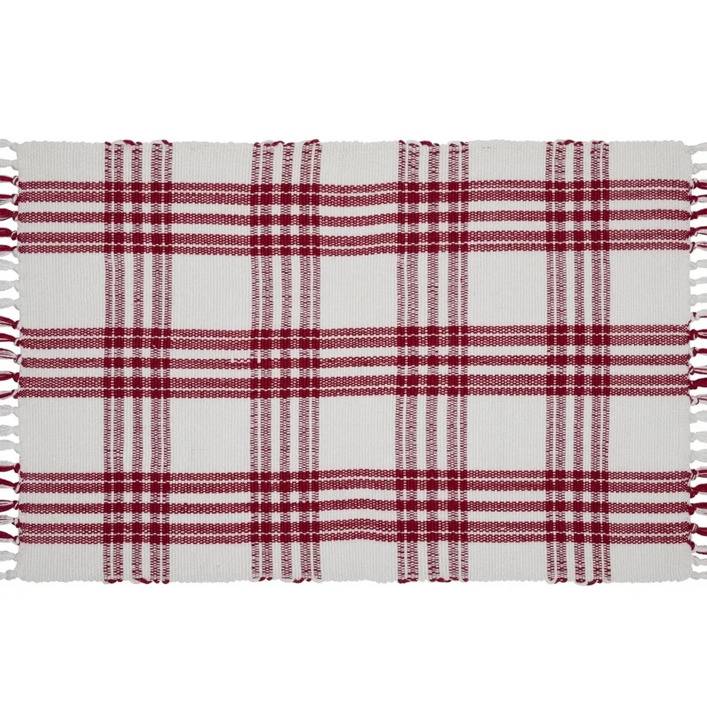 Indoor/Outdoor Plaid Accent Rug, Red and White, 24